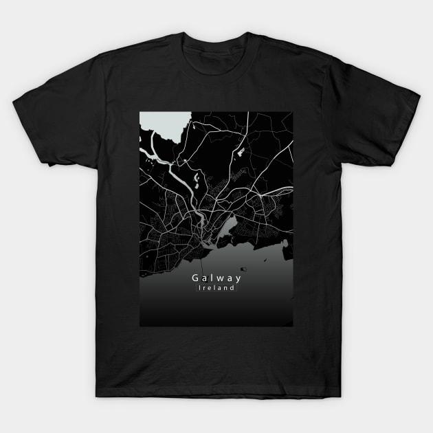 Galway Ireland City Map dark T-Shirt by Robin-Niemczyk